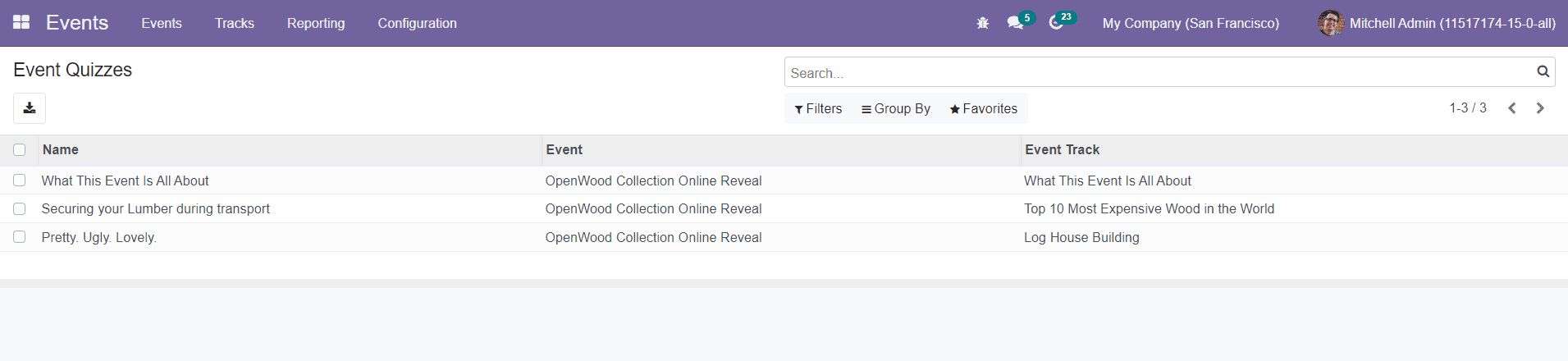 Odoo 15 events
