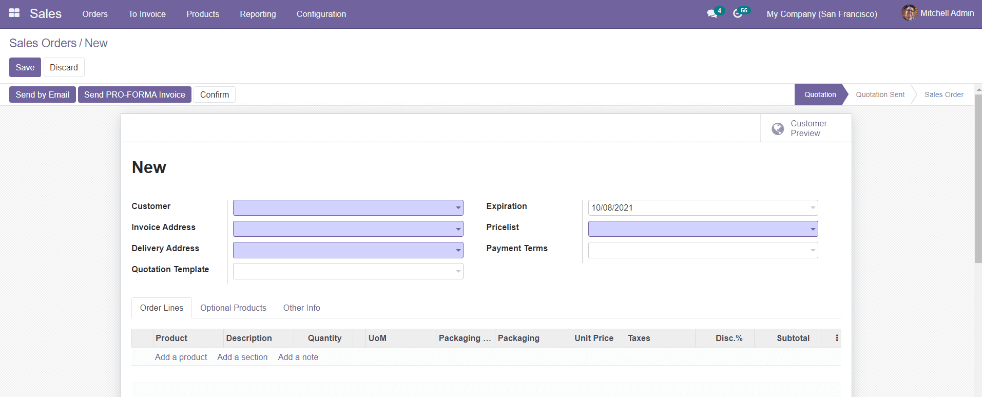 Odoo 14 Sales Module